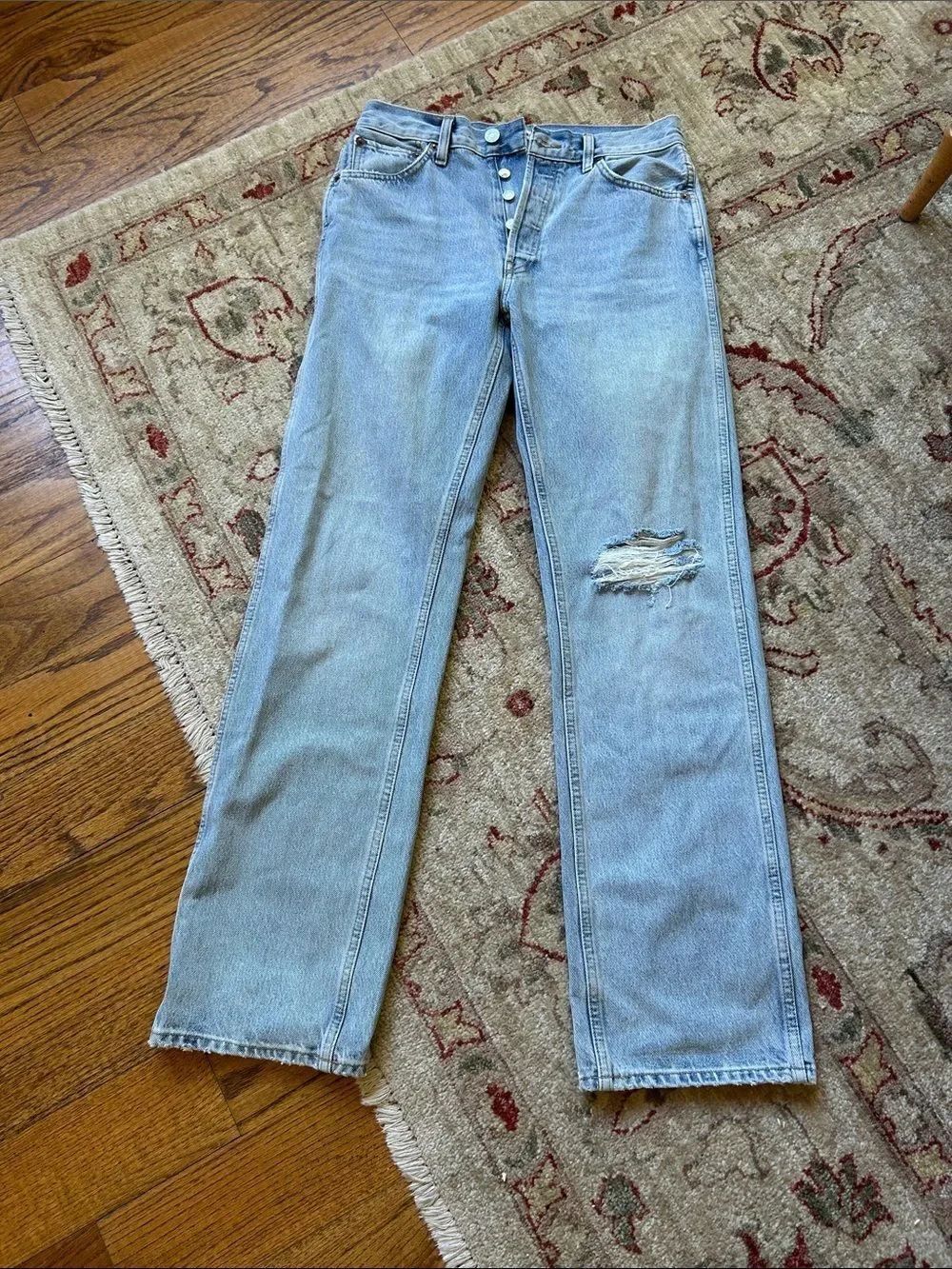 Re/Done Light Blue Denim High-Rise Button Fly Classic Jeans Size 28